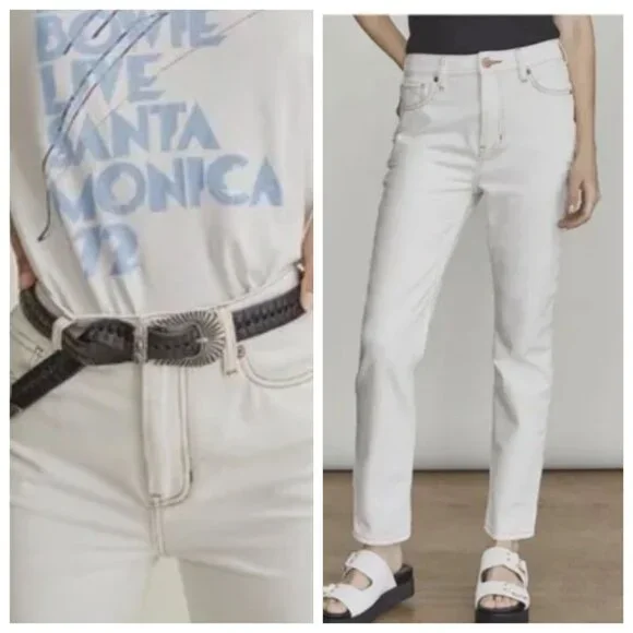 Elizabeth & James High Rise Vintage Straight Jeans in Cream White , Size 14/32 - Picture 8 of 8